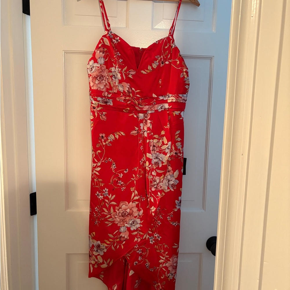 Lulu's Red Floral Midi Dress